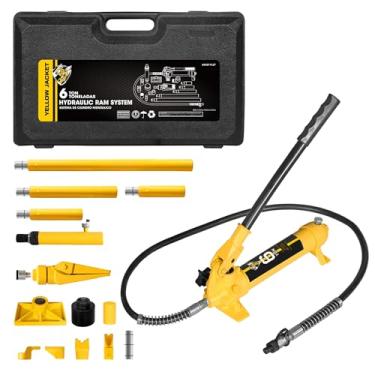 Imagem de YELLOW JACKET Kit De Energia Porta De 6 Toneladas, Empurrador E Extrator De Macaco Hidráulico, Ferramenta De Reparo De Estrutura De Carroceria Automotiva Com Molde De Sopro, Estojo De Transporte E A