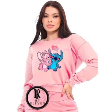 Imagem de Moletom Feminino Lilo e Stitch casal apaixonados Modelo Gola Careca Bl