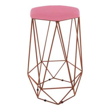 Imagem de Baqueta Paris Alta Hexagonal Base Bronze - Jbf Poltronas e Cia, Rosa