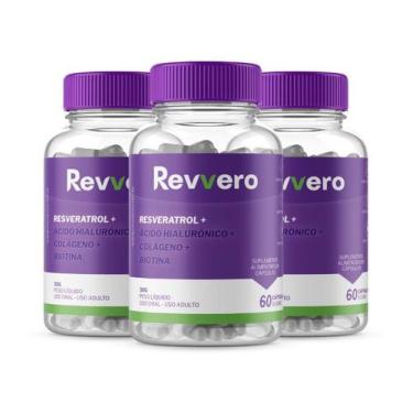 Imagem de REVVERO 180 CAPS 500MG Resveratrol Ácido Hialurônico Colágeno Biotina 