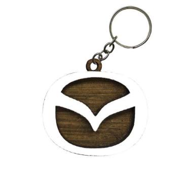 Imagem de Pacote 50 Chaveiros 3d Marca Mazda com Argola 4cm Mdf Madeira Decorada