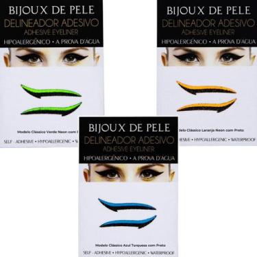 Imagem de Delineador Adesivo 3 Pares Verde Neon, Laranja Neon e Azul - BIJOUX DE