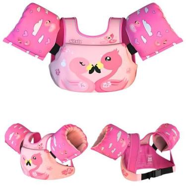 Imagem de Boia Infantil Flamingo com Colete Salva Vidas Nash