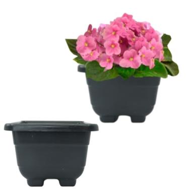 Imagem de Kit 2 Vasinhos ideal para Violeta e Kalanchoe/Cachepô quadrado 9cm - Vaso de Planta - COR: PRETO