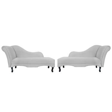 Imagem de Kit 02 Recamier Namoradeira Divã Lado Direito e Esquerdo Olivia Suede Branco - ds Estofados