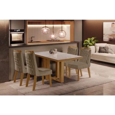 Imagem de Sala de Jantar Completa com 4 Cadeiras 1,20x0,80m - Lottus Atena - lj Móveis