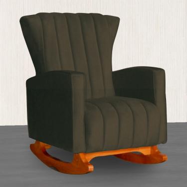 Imagem de Poltrona Estofada de Balanço Sala Quarto Melinda Suede Marrom - dl decor