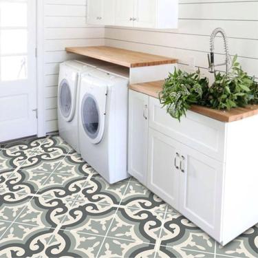 Imagem de Adesivo Piso Ladrilho Cinza Antiderrapante Lavável