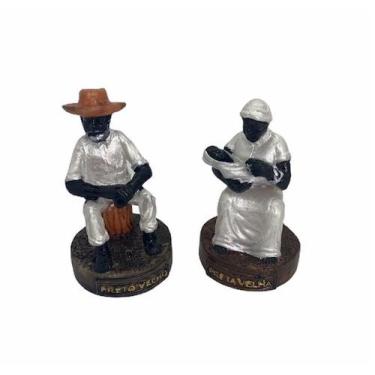 Imagem de Esculturas Pretos Velhos 8cm Casal resina - Lua Mística - 100% Origina