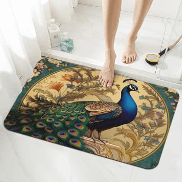 Imagem de PPZCXWP Tapete de banho de terra diatomácea - Tapete de banheiro antiderrapante de secagem rápida com estampas elegantes, tapete absorvente ecológico para chuveiro, à beira da piscina (designs