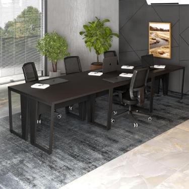 Imagem de Mesa Trabalho Escritório 6 Pessoas 360cm Pé Metal F5 Office - F5 Offic