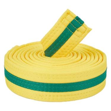 Imagem de CREATCABIN Cinto de Taekwondo Verde Amarelo Hapkido Cinto de Artes Marciais Judô Karate TKD Aikido Uniforme Ranking Cinto Longo Macio Universal Fit Cintos Jiu Jitsu para Equipamento de Treinamento