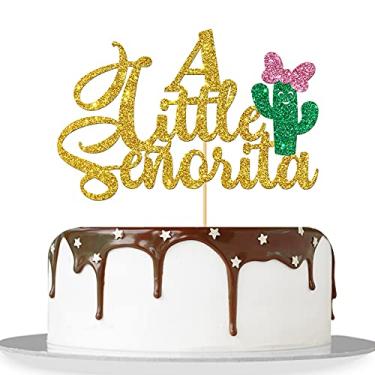 Imagem de Gold Glitter A Little Señorita Cake Topper / It's a Girl Sign Baby Shower Party Decor / Spanish Theme Gender Reveal New Born Party Decorations