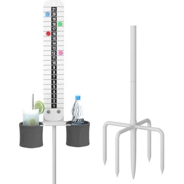 Imagem de Queension Cornhole Scoreboard with Drink Holder, Magnetic Score Keeper with Prongs Base for Corn Hole Games, Outdoor Cornhole Accessories for Yard Games, Volleyball, Pickleball, White