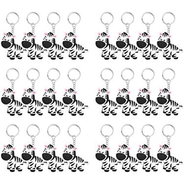 Imagem de Elecrainbow Pacote Com 24 Chaveiros De Zebra, Lembrancinha Festa Para Amantes Presente Retorno Convidado, Temática Animais Selvagens, Chá Bebê, Aniversário