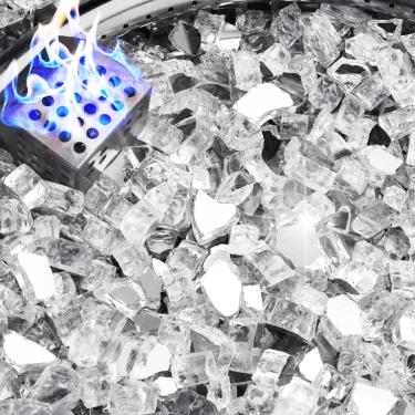 Imagem de NUPICK Vidro de fogo de 2,3 kg, vidro refletivo de 1/2 polegada, pedra de vidro de fogueira temperado para propano ou gás natural, pedras de vidro para mesa de fogueira, vidro de lareira para