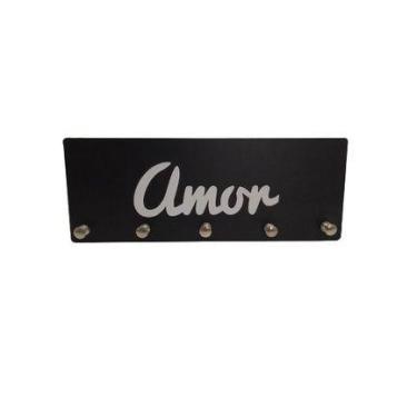 Imagem de Porta Chaves Família /Fé/ Gratidão /Amor /Love /Home em MDF 6mm Preto-