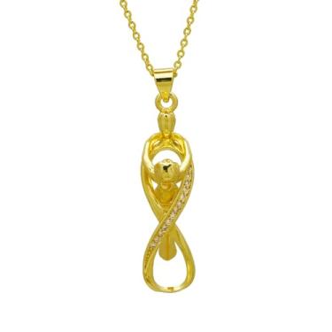 Imagem de Colar feminino com pingente Hug Infinity Love CZ banhado a ouro delicado banhado a prata para casal, corrente ajustável, joia moderna para ela, 43 cm, 17.7 Inches, Latão, Sem Pedra Preciosa