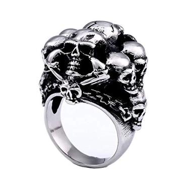 Imagem de ZMY Home Fashion Jewelry Anéis de Aço Inoxidável, Anel de Caveira de Demônio de Motociclista Punk para Homens