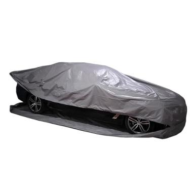 Imagem de Capa De Carro Cinza Totalmente Fechada, Lona De PVC Com Zíper À Prova D'água E Alças Fixas, Capa Protetora Para Carro Para Todas As Condições Climáticas, Para Hatchback, Sedan, SUV, MPV, Caminhão(4.5X