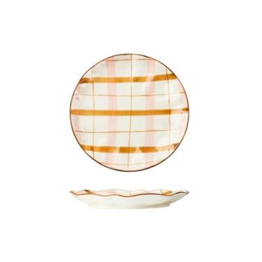 Imagem de Conjunto de tigelas nórdicas Boncheng, tigela de arroz de cerâmica - Prato plano verde 25,4 cm (rosa)