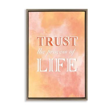 Imagem de Stupell Industries Trust The Process Of Life Arte de parede em tela flutuante com moldura marrom, design de Martina Pavlova, 43 x 63 cm