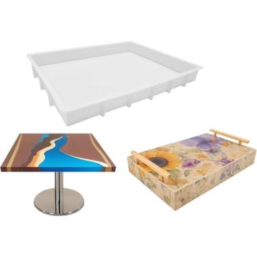 Imagem de Moldes de tábua de corte de silicone 41 x 30 cm, molde de mesa, molde de silicone grande de resina para bandeja, tábua de charcutaria, mesa