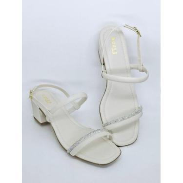 Imagem de Sandália Feminina Detalhe em Brilho Salto Confortável Bloco - Rozes Sh