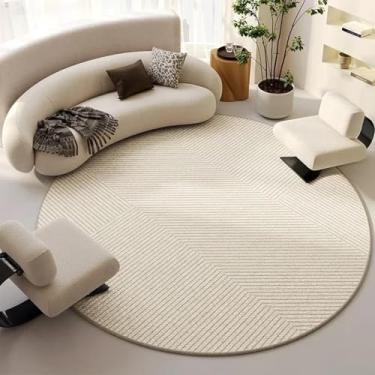 Imagem de Tapete redondo minimalista francês, tapete grande para sala de estar, cadeira de quarto luxuosa e leve (300x300 cm/pelo circular-C)