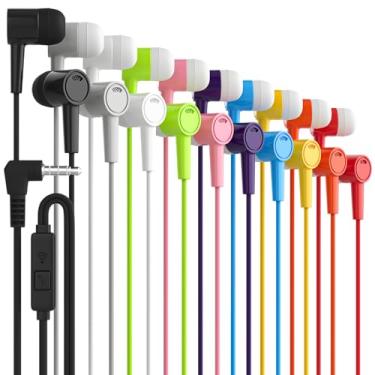 Imagem de Maeline Pacote com 40 fones de ouvido em massa, fones de ouvido com microfone, fones de ouvido com bloqueio de ruído estéreo de graves pesados, compatíveis com dispositivos iPhone e Android, iPad, MP3