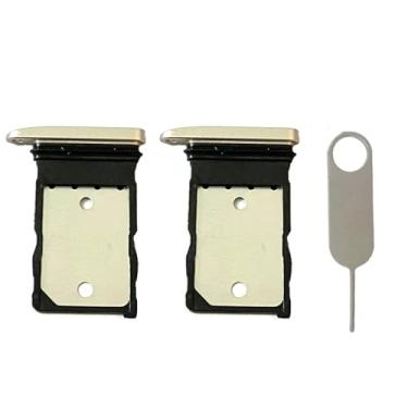 Imagem de 2 peças - Substituição de suporte para bandeja de cartão SIM único + pino ejetor de cartão para Google Pixel 9 (branco)