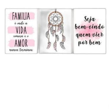 Imagem de Kit 3 Quadros Família Filtro Dos Sonhos 33X24 Moldura Branca - Quadros