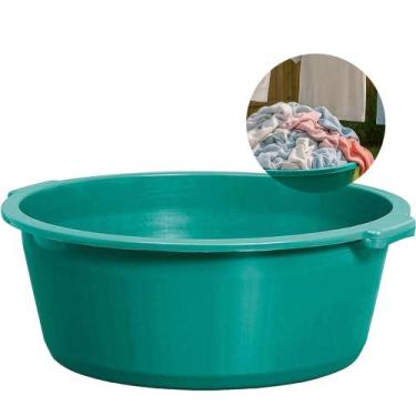 Imagem de Bacia Plástica Verde 30 Litros 53 cm com Alças Reforçadas Multiuso par