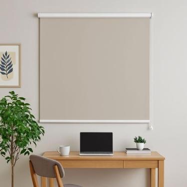 Imagem de Persiana Cortina Rolo Tecido Blackout Liso Bege 1,40m X 1,40m - Sala Q