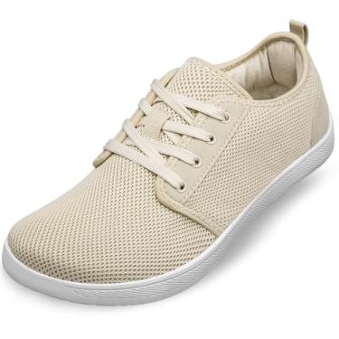 Imagem de TIANYUQI Tênis feminino de bico largo, minimalista, descalço zero queda, feminino, largura, tênis de corrida para trilha, confortável, leve, Bege, 8 Wide