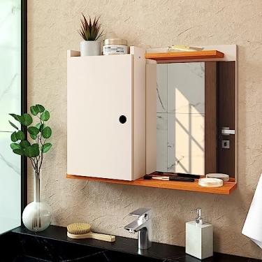 Imagem de Genérico, Espelheira de Banheiro Armarinho Suspenso 1 Porta Prateleira Organizadora Madri - Off White/Cinam