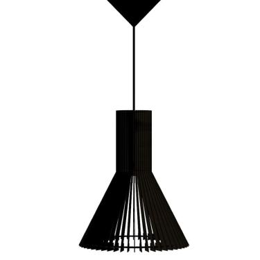 Imagem de Luminária Teto Tipo Pendente Funil Mdf Completa - Cor:preta
