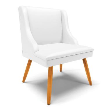 Imagem de Cadeira Estofada Para Sala De Jantar Pés Palito Lia Sintético Branco - Ibiza