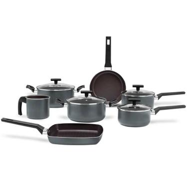 Imagem de Jogo de Panelas Preserve Cinza Antiaderente Ceramic Life 7 Peças - Brinox 7238/121