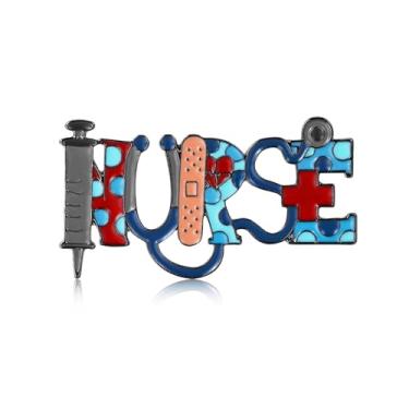 Imagem de Broche de esmalte de enfermeira, broche de enfermagem médica para estudante de medicina mochila lapela crachá acessórios de joias, 4.1cm, Metal, Sem Pedra Preciosa