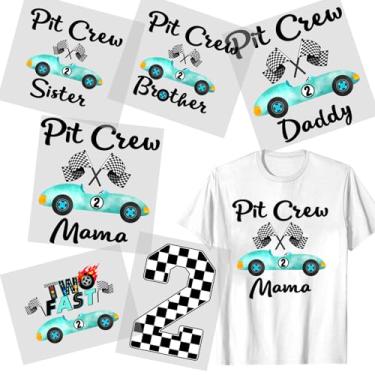 Imagem de Ulmisfee 6 Folhas De Adesivos Com Dois Decalques Carro Corrida Rápidos, Transferência Térmica Tema 2º Aniversário, Letras Vinil Htv Para Decoração Festa Camisetas E Suprimentos