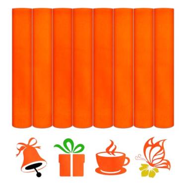 Imagem de HTVSTD Vinil De Transferência Térmica Flocado - 8 Folhas 12'' X 10'' Laranja Htv International Para Camisetas