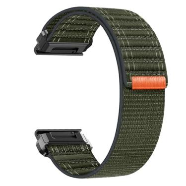 Imagem de Abanen Pulseira de relógio de nylon leve para Garmin Fenix 8 de 47 mm/epix Pro de 47 mm/Instinct 3 de 45 mm, pulseira esportiva com design de peça única para Fenix 7/6/5, Descent G2 (verde escuro)