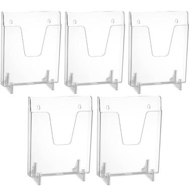 Imagem de Kit 5 Expositores de Parede Mesa Acrílico A4 Organizadores Verticais Documentos Transparentes DelloColor