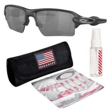 Imagem de OAKLEY Óculos de sol FLAK 2.0 XL OO9188 formato retangular com kit oficial de óculos, Armação de carbono de alta resolução | Lente polar preta Prizm, 59 mm