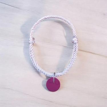 Imagem de Coleira colar de cordas trançadas ajustável com plaquinha de identificação para cachorro e gato (Vermelho-M Tag oval (M/Grande porte))