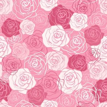Imagem de Papel De Parede Adesivo Lavável Rosa Floral Flor 10m
