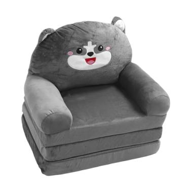 Imagem de Eujgoov Funny Cartoon Design Kids Sofá Levemente Preguiçoso para Dormir Uma Escolha única para Crianças de Cachorro Cinza Macio (3 Nível)