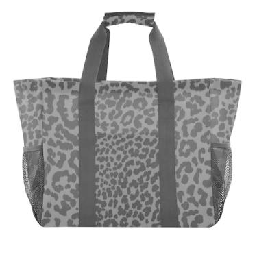 Imagem de Bolaz Bolsa de viagem, bolsa de ginástica para homens, bolsa de praia impermeável para mulheres, dobrável, reutilizável, Estampa de leopardo preto, One Size