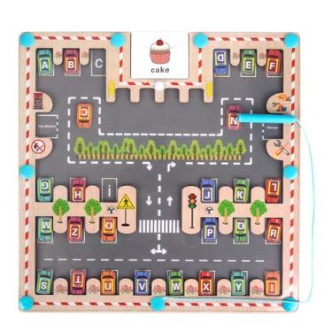 Imagem de labirinto Magnetico Do Alfabeto, Labirinto Magnético do Alfabeto Brinquedos Sensoriais, Coordenação Educativo Magnético Alfabeto e Cores, Letra do Ímã Placa de Labirinto de Estacionamento